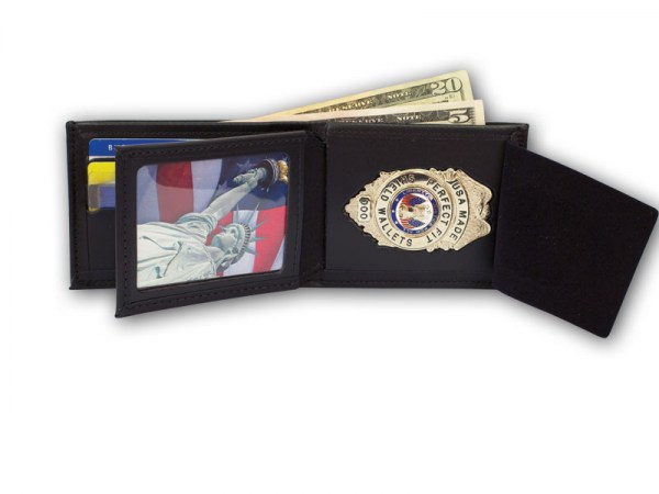 Bifold Cap Badge Wallet w/ Money Pocket, 6 CC Slots, and Flipping ID, Canadian Federal Police, Model 107